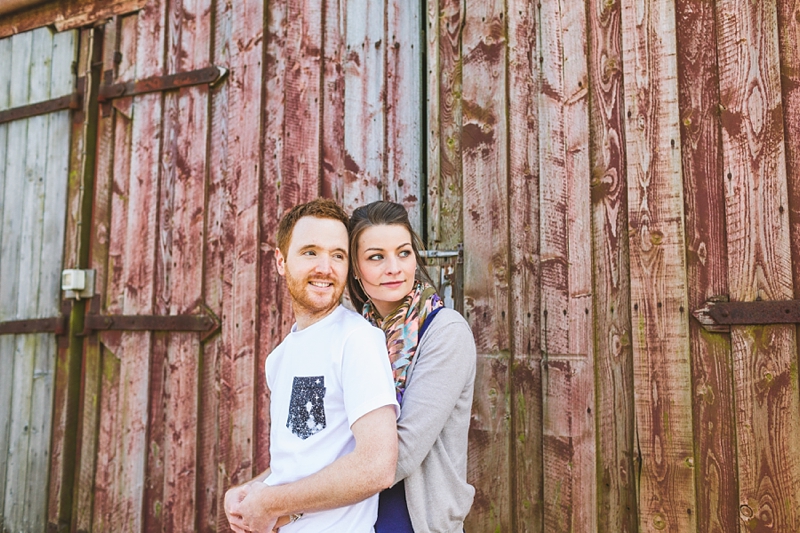 fun farm engagement photo